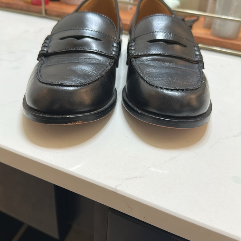 Madewell Black Leather Penny Loafers with Tan Insole - Picture 3 of 8
